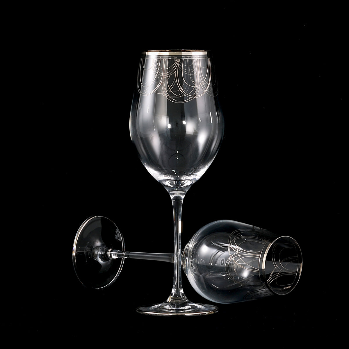 Calici acqua vino flute e liquore filo platino moderni - Rebecca