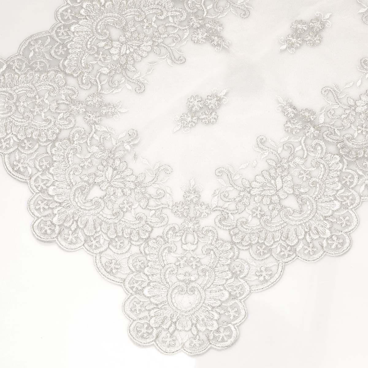 Set centrini sala da pranzo colore avorio pizzo ricamato filo Argento - Eloise