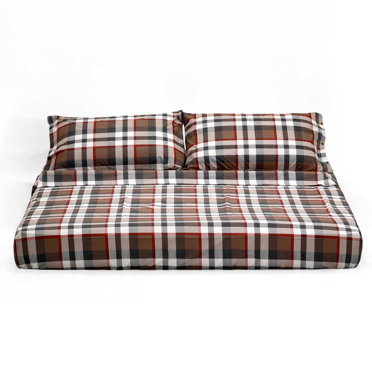 Completo letto 2 piazze con fantasia scozzese marrone