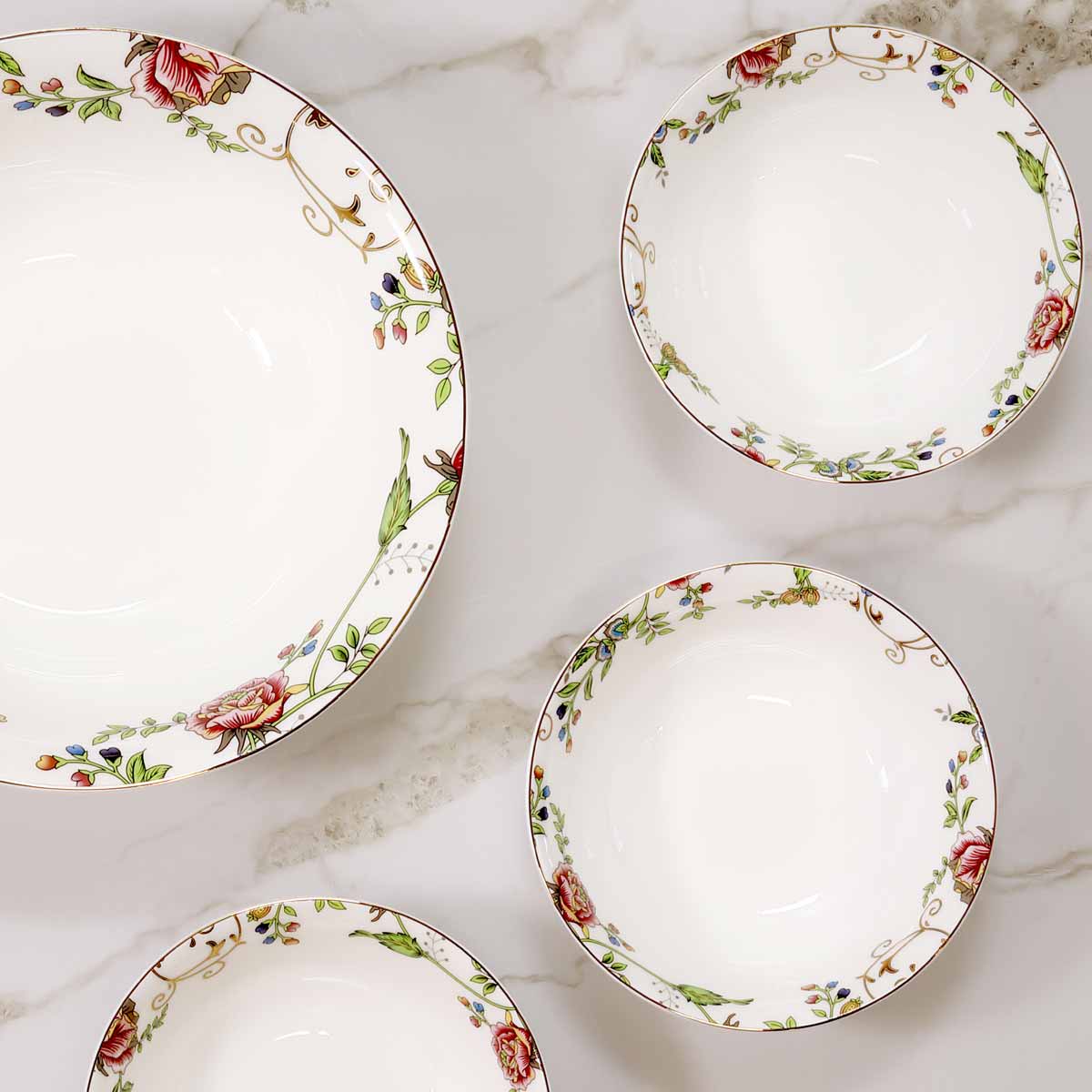 Coppe macedonia in fine porcellana con decorazione floreale - Luisiana