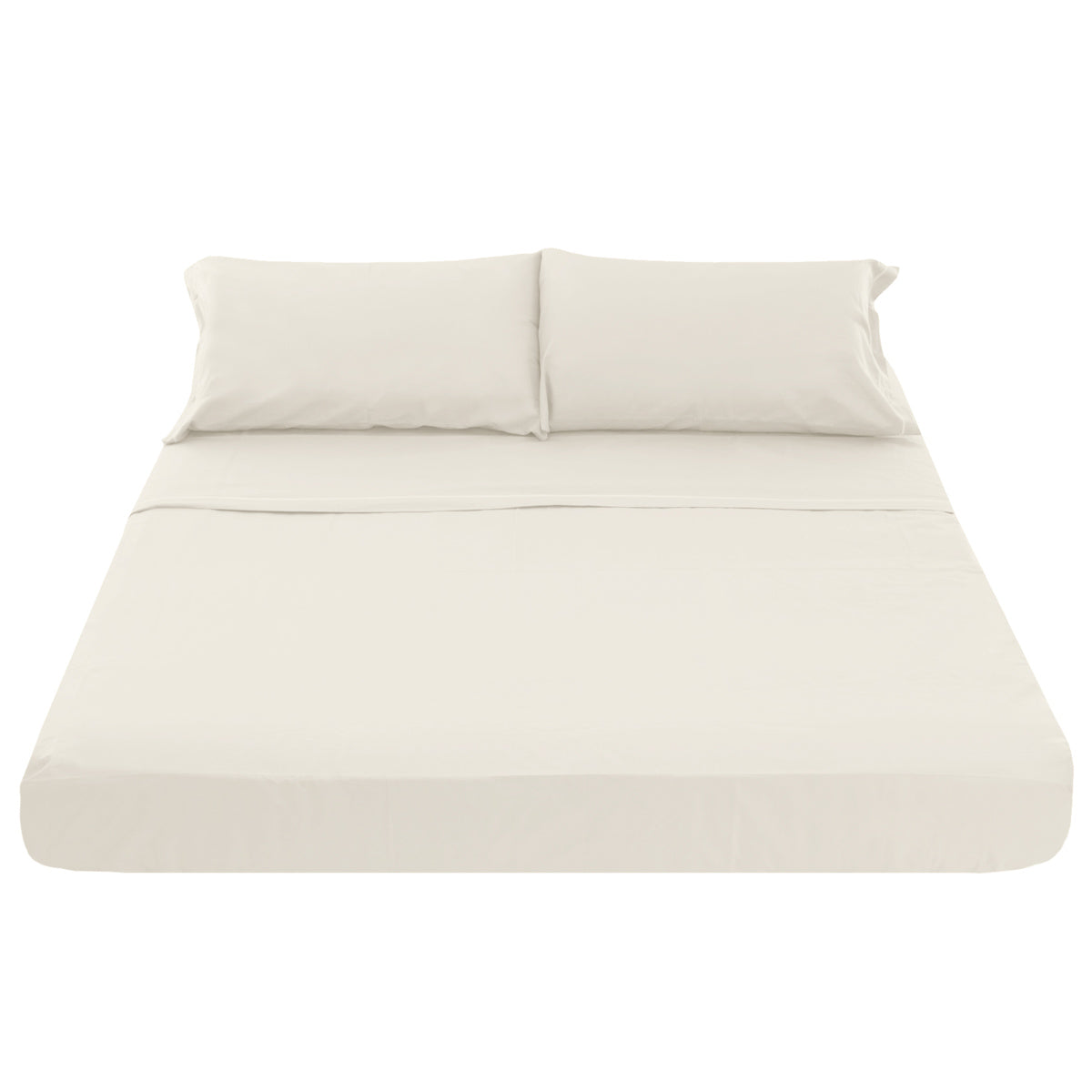 Coppia lenzuola matrimoniale 2 piazze in tessuto di puro cotone tinta unita colore avorio