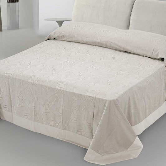 Copriletto matrimoniale moderno in velluto avorio - Essenza