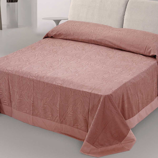 Copriletto matrimoniale moderno in velluto rosa antico - Essenza