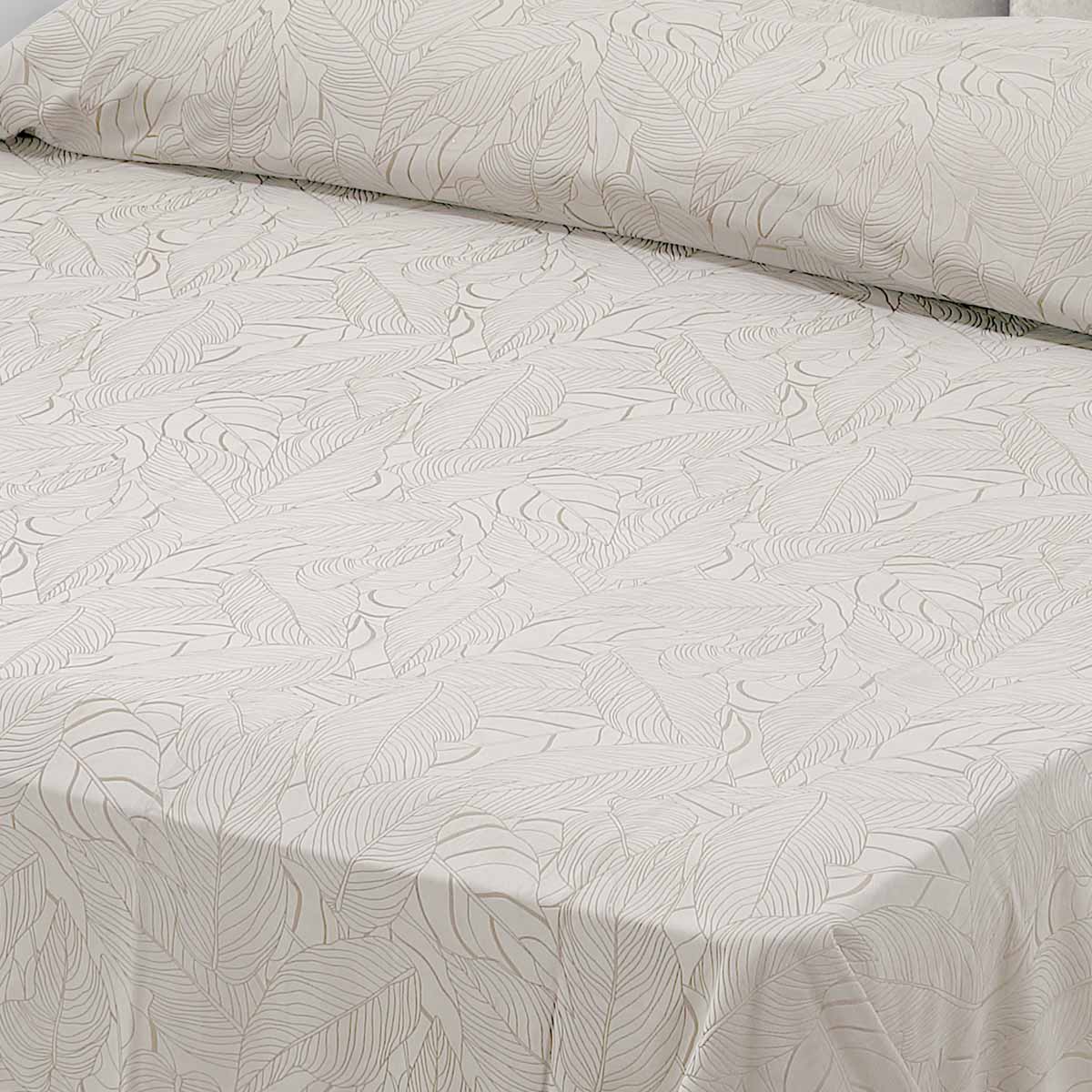 Copriletto primaverile elegante dallo stile contemporaneo in velluto lavorato colore avorio - Essenza