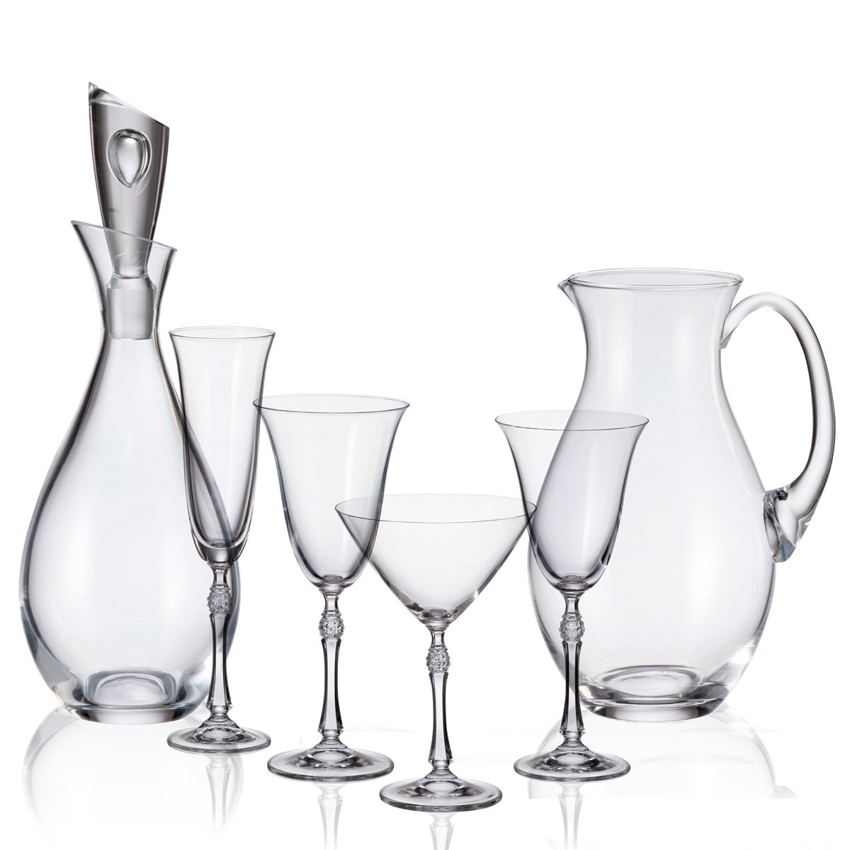 Servizio bicchieri in cristallo con gambo diamantato dal design contemporaneo - Ginevra