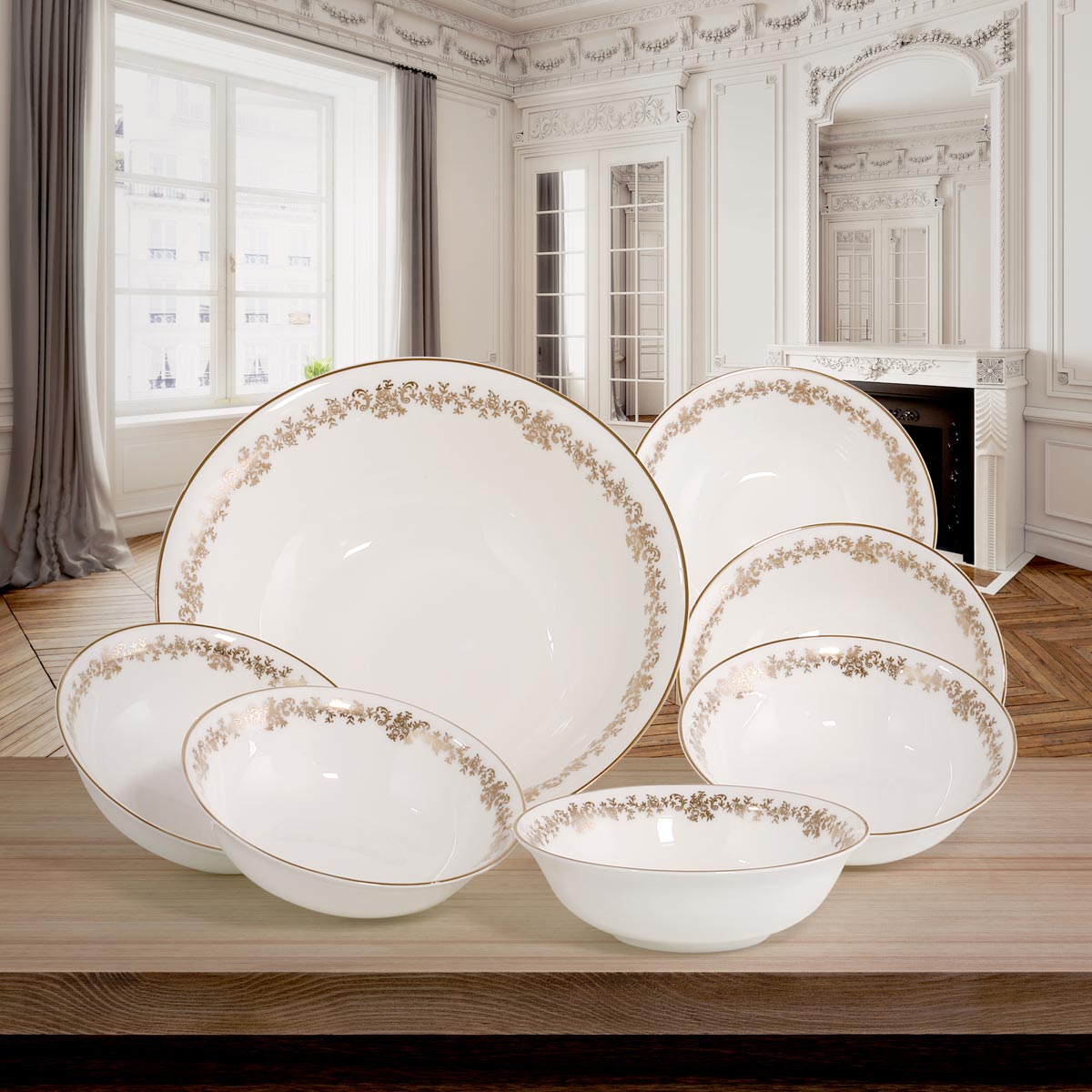 Set coperchi ciotole piastre bianche floreali melamina 100% doppi vetri Set coperchi ciotole piastre bianche floreali melamina 100% doppi vetri