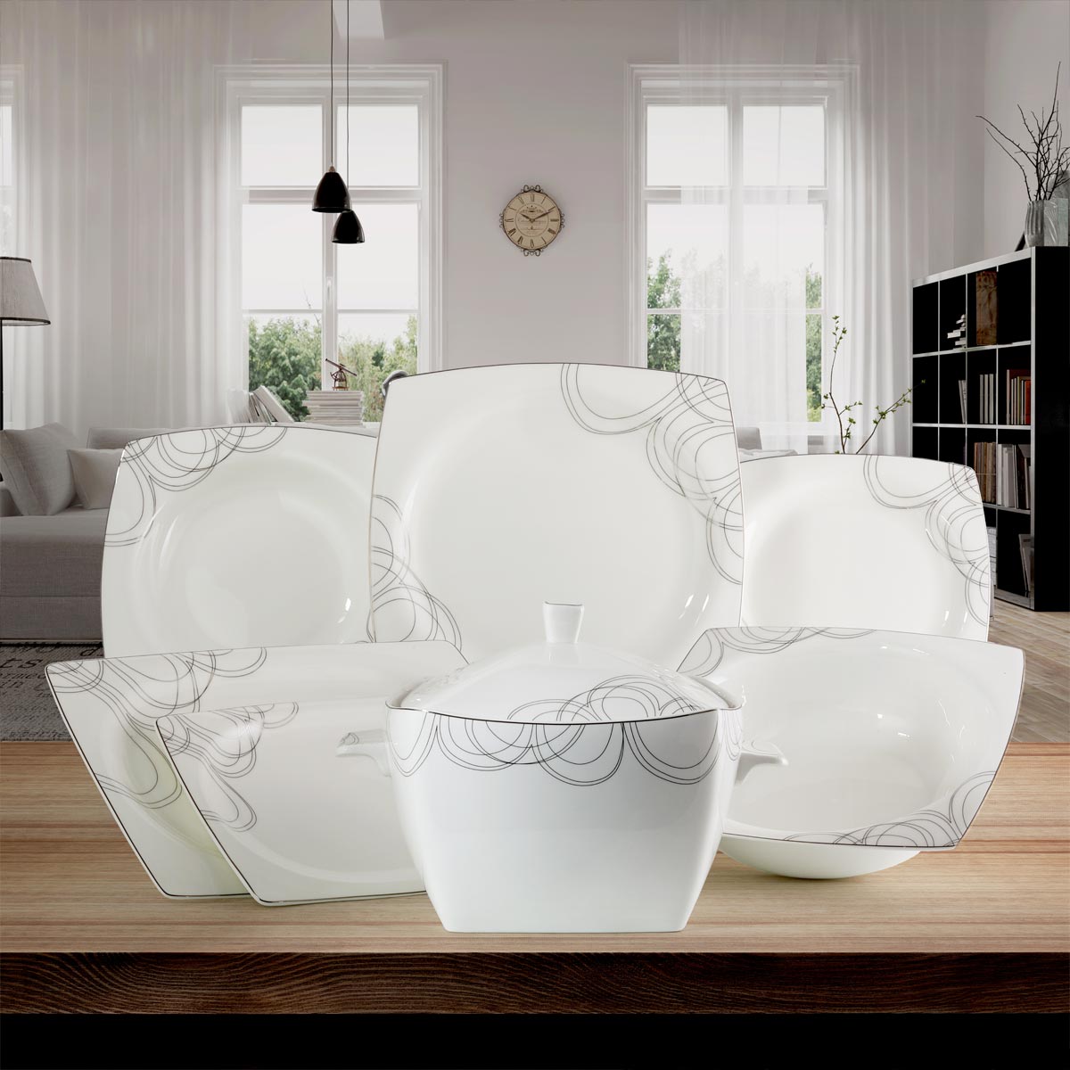 Confezione 6 tazzine tè con piattino New Bone China 200 cc - Linea Metropolis Confezione 6 tazzine tè con piattino New Bone China 200 cc - Linea Metropolis
