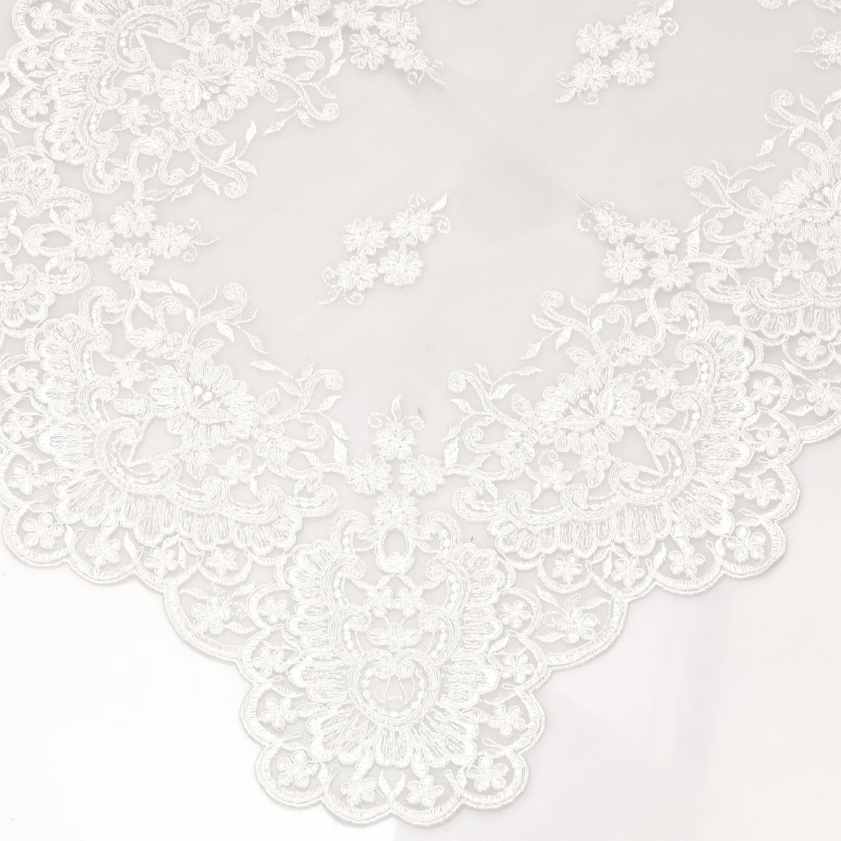 Set centrini 3 pezzi per la camera da letto colore panna con pizzo ricamato su tulle - Eloise