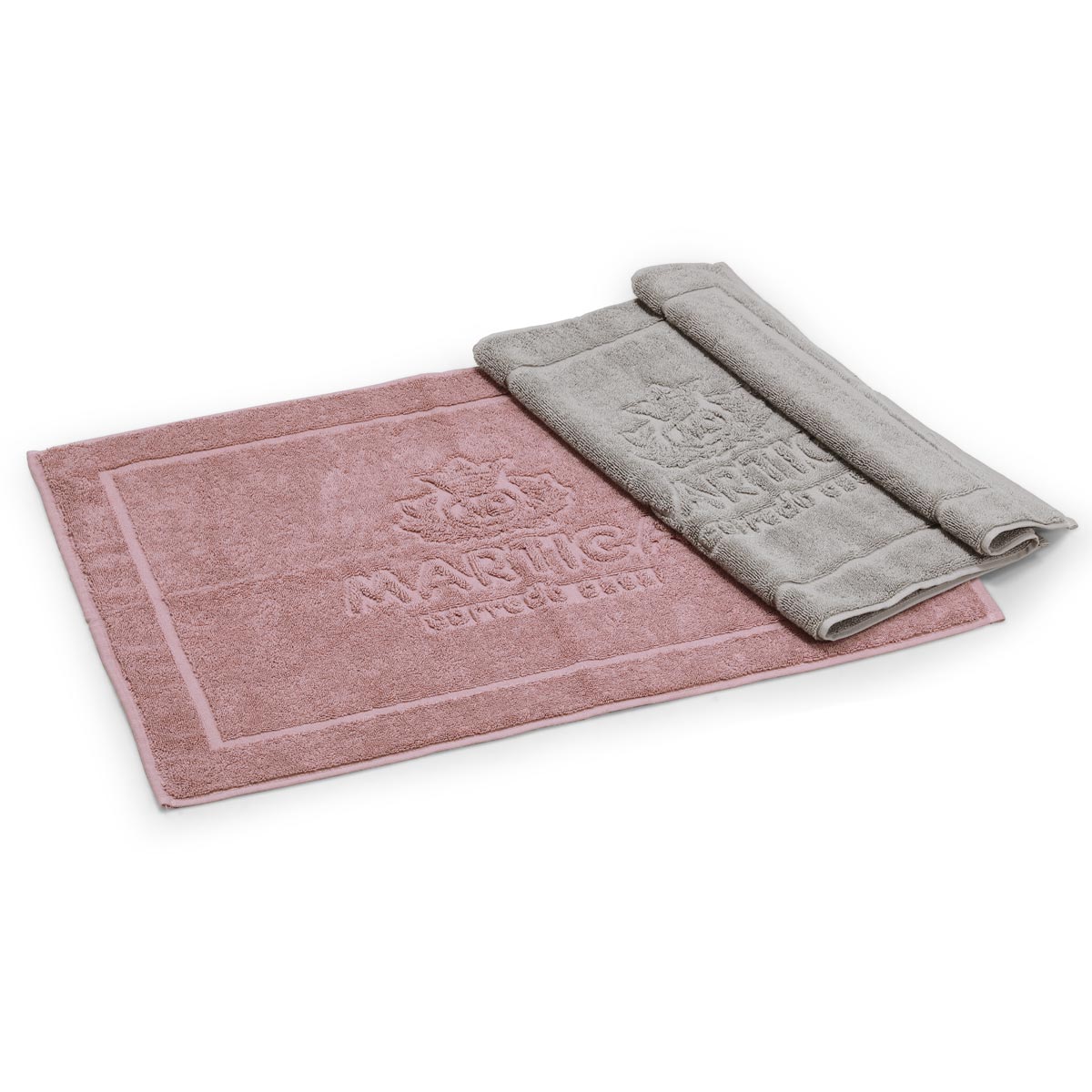 Set tappeti doccia in spugna di cotone colore grigio e vinaccia -  Idrospugna