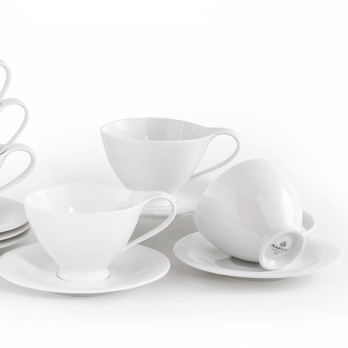 Set tazze te con piattino in fine porcellana bianca - White