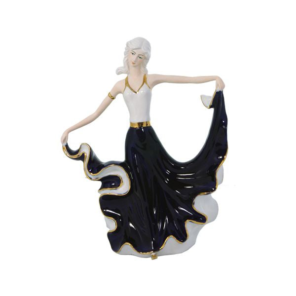 Ballerina piccola in fine porcellana dipinta a mano in oro cobalto