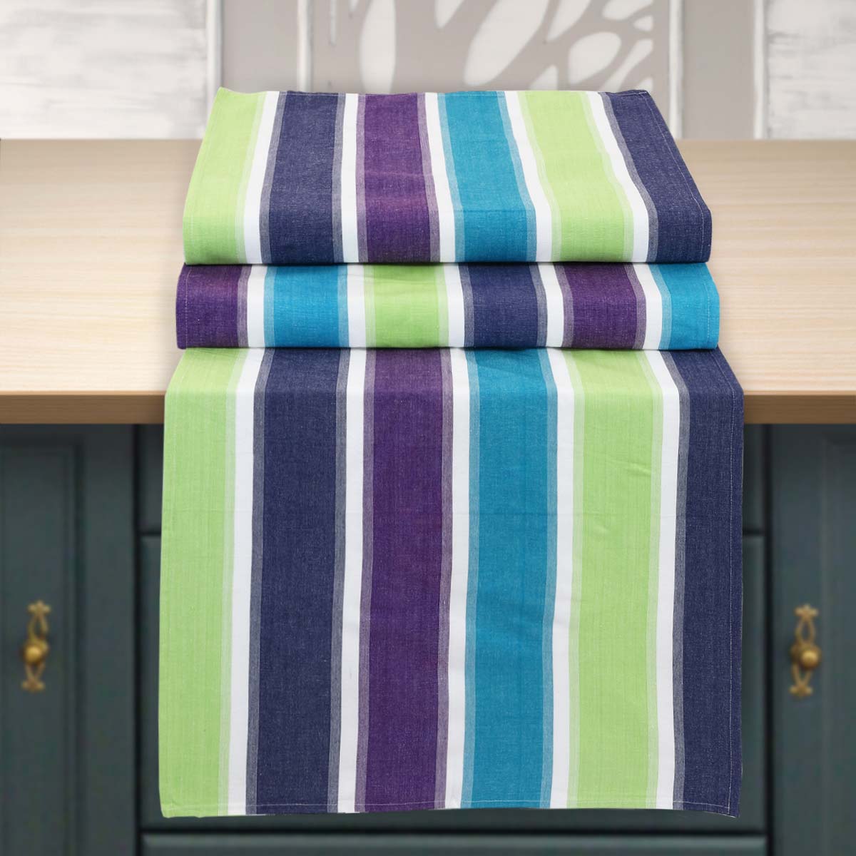 Set canovacci cucina 3 pezzi dai colori moderni in puro cotone - Tobago