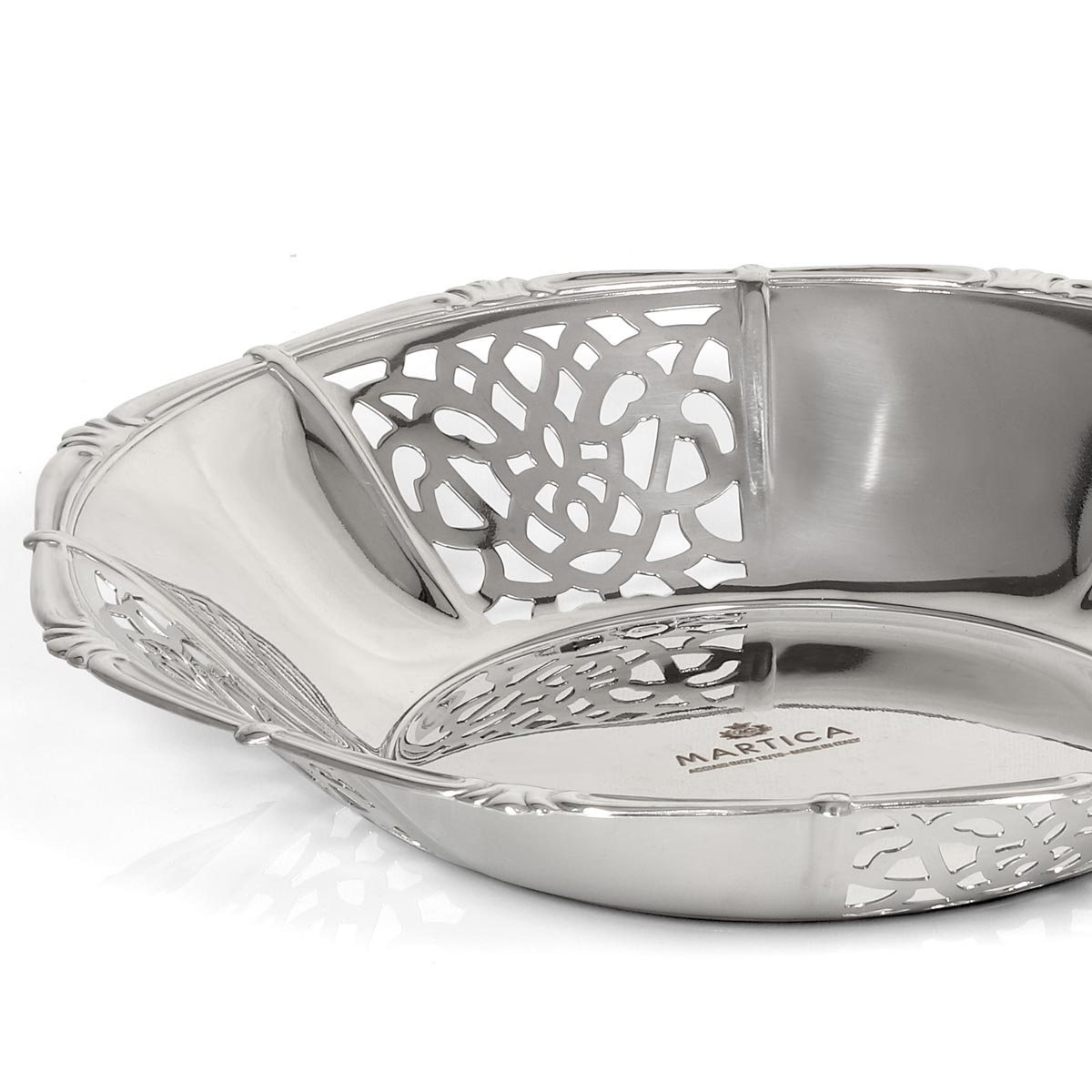 Cestino pane rotondo in acciaio inox semi traforato design classico