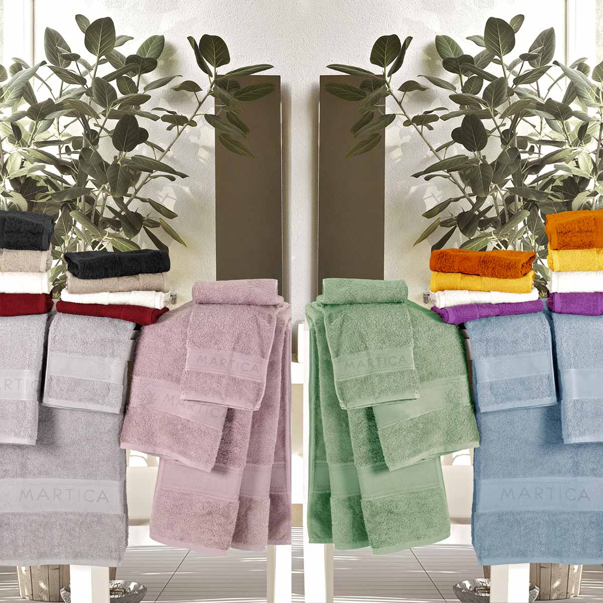 Completo bagno in morbida spugna di cotone idrofilo con 12 colori assortiti 24 pezzi