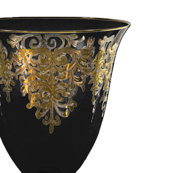 Completo bicchieri a calice di colore nero con decorazione oro - Giulia