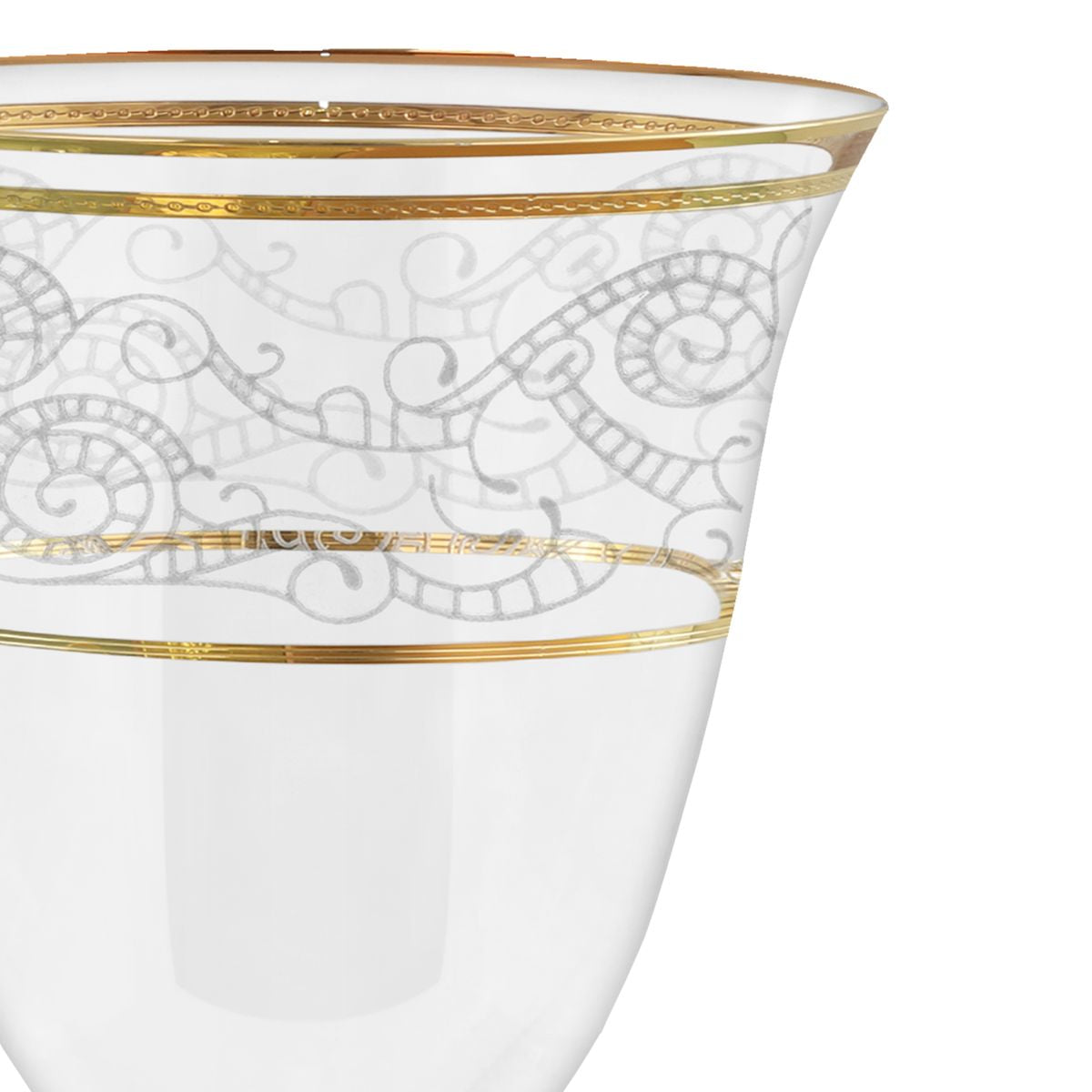 Completo bicchieri decorato in oro inciso pizzo - Cantù