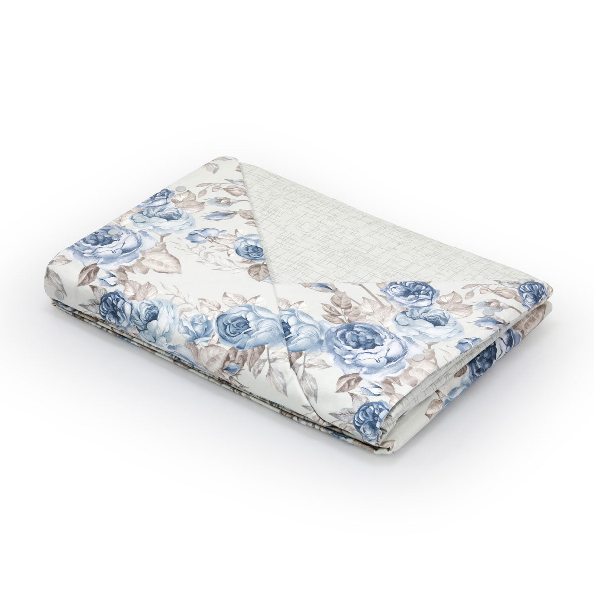 Completo letto in flanella di puro cotone matrimoniale con misure grandi a fantasia floreale turchese