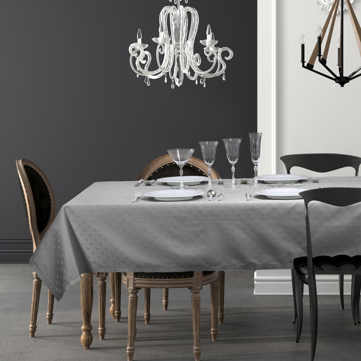 Completo tovaglie in fiandra grigio - Diamond