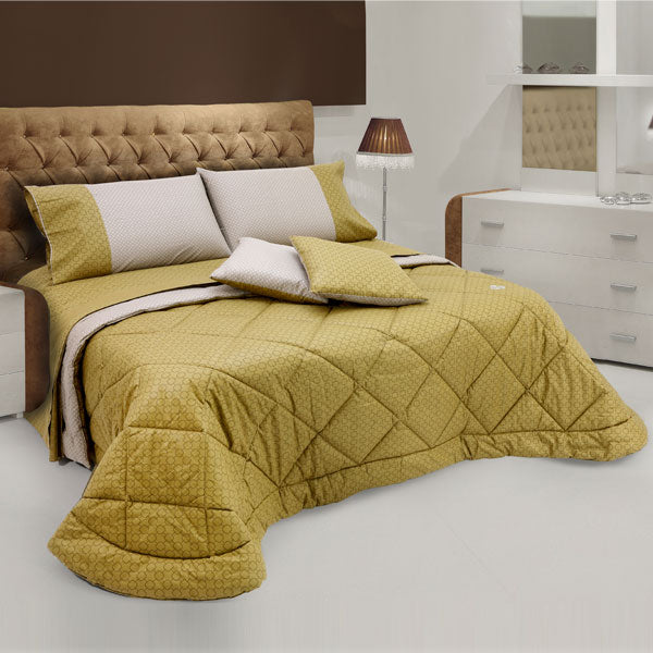Composè letto double face a quadri sabbia e oro - Baltimora