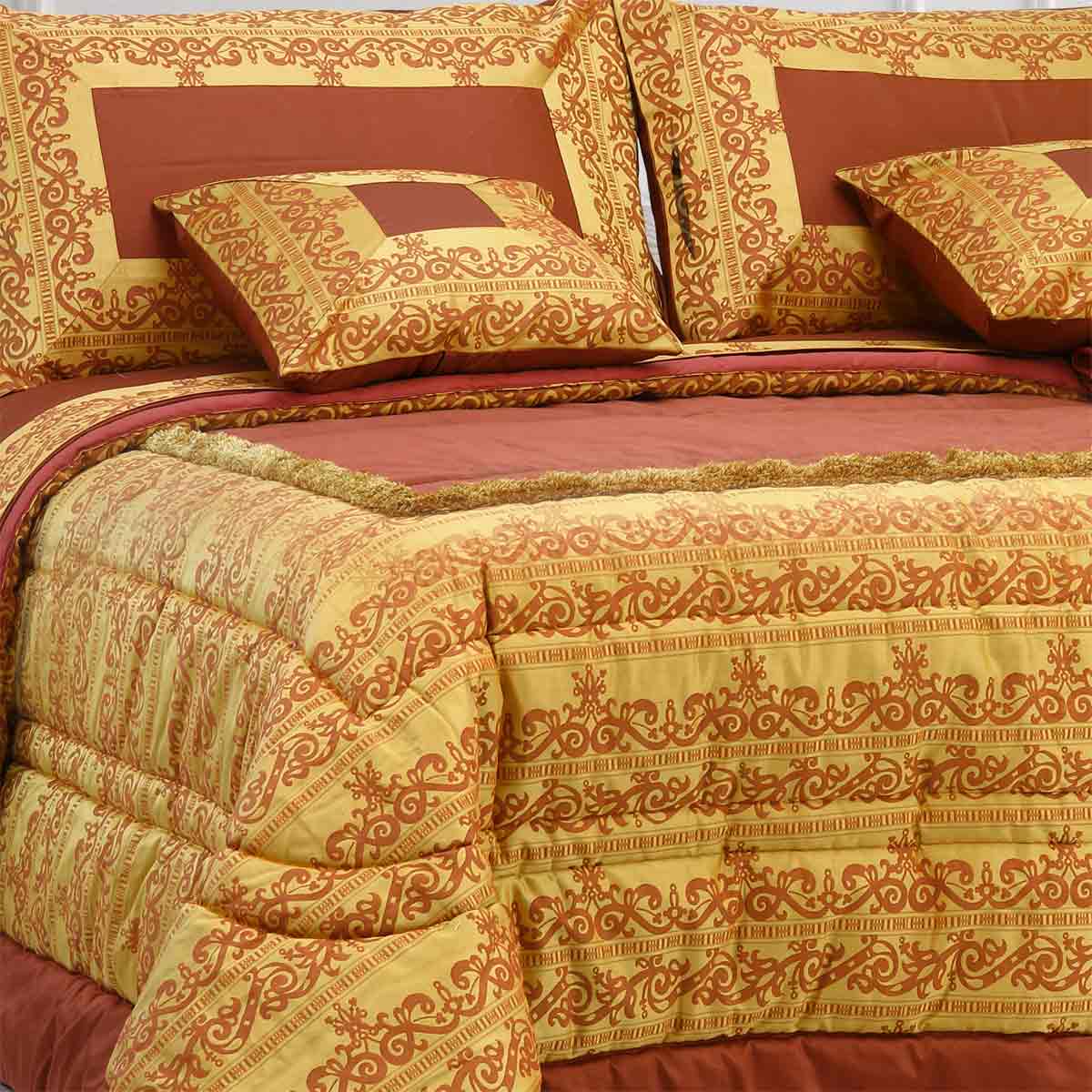 Coordinato letto classico raso ruggine - Marabò