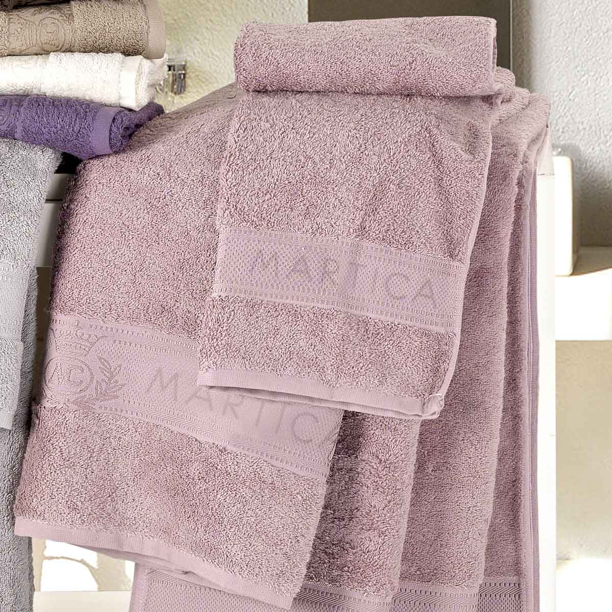 Coppia asciugamani da bagno in morbida spugna di cotone idrofilo colore vinaccia - Idrospugna