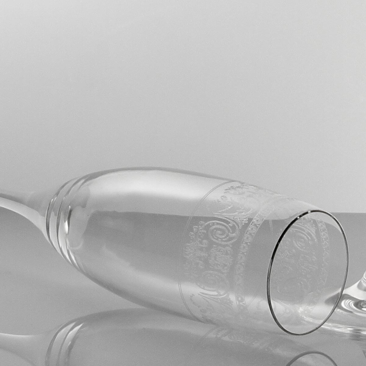 Coppia calici flute da degustazione con incisione filo platino