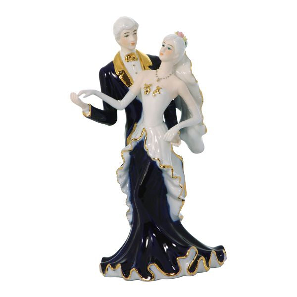 Coppia in fine porcellana dipinta a mano in oro cobalto