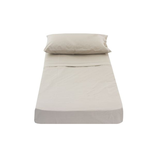 Coppia lenzuola 1 piazza singola tinta unita Sabbia in puro cotone