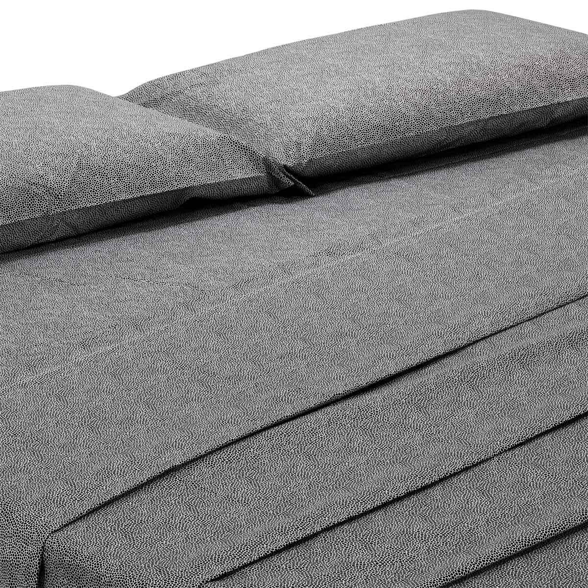 Coppia lenzuola 2 piazze con fantasia moderna nero - Naxos