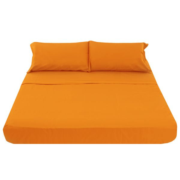 Coppia lenzuola matrimoniale tinta unita Arancio in puro cotone