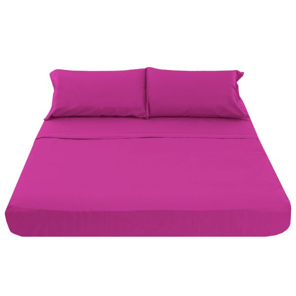 Coppia lenzuola matrimoniale tinta unita Fucsia in puro cotone