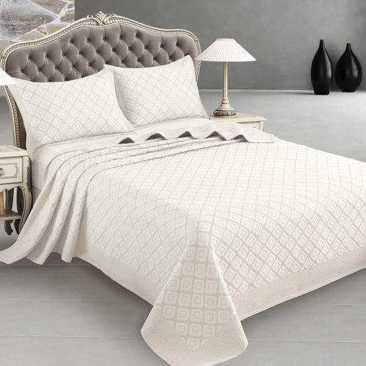 Copriletto matrimoniale primaverile di colore avorio design moderno geometrico - Stefania