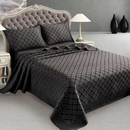 Copriletto matrimoniale primaverile di colore nero design moderno geometrico - Stefania