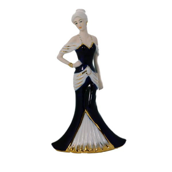 Dama piccola in fine porcellana dipinta a mano in oro cobalto