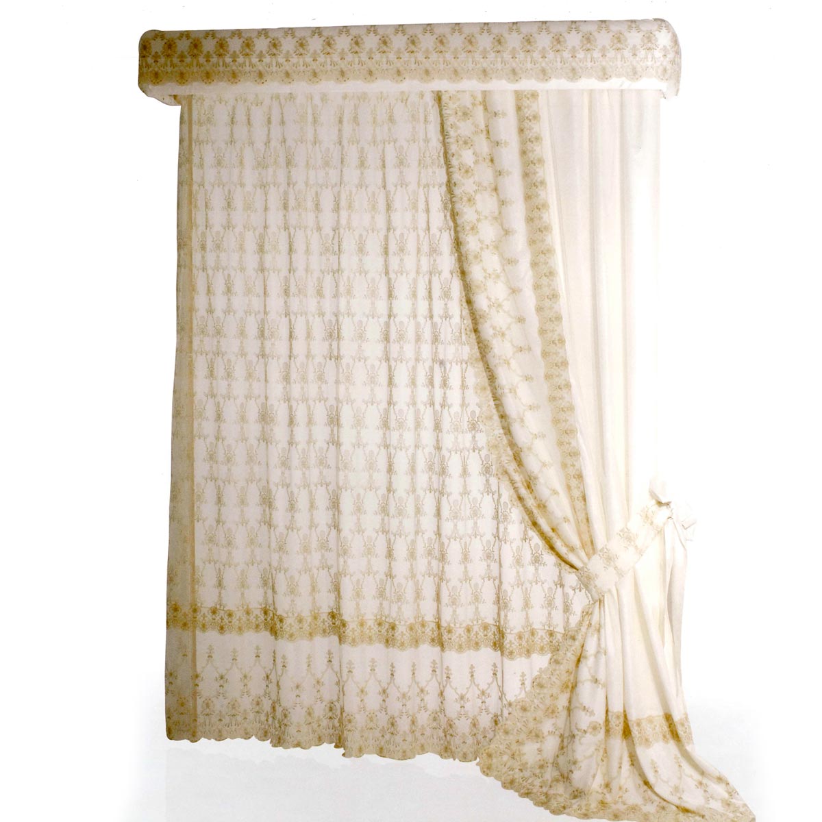 Pannello tenda in tulle ricamato avorio - Catherine