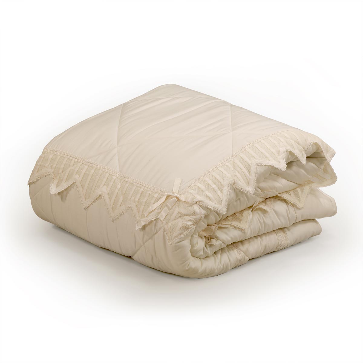 Prestigioso piumone matrimoniale avorio con pizzo - EL119