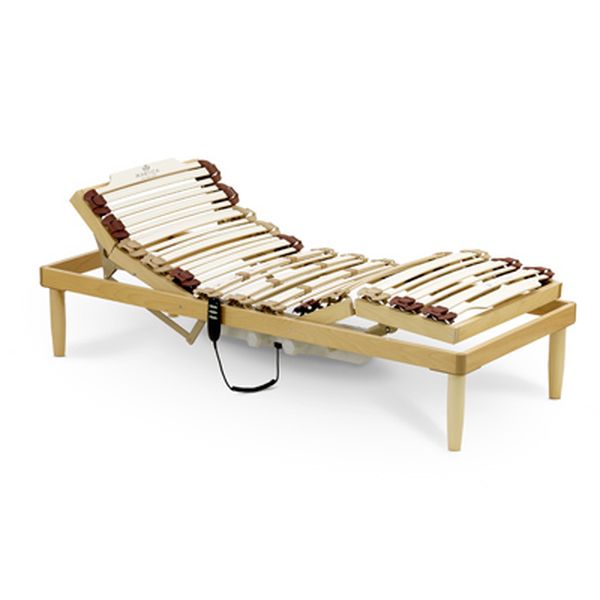 Rete con doghe in legno ammortizzata e regolazione elettrica testa e piedi singola da 1 piazza - Naturatek