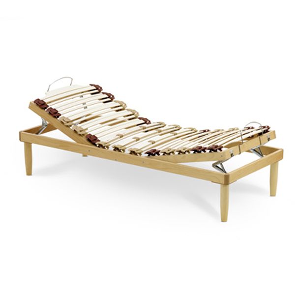 Rete con doghe in legno ammortizzata e regolazione testa piedi singola da 1 piazza - Naturatek