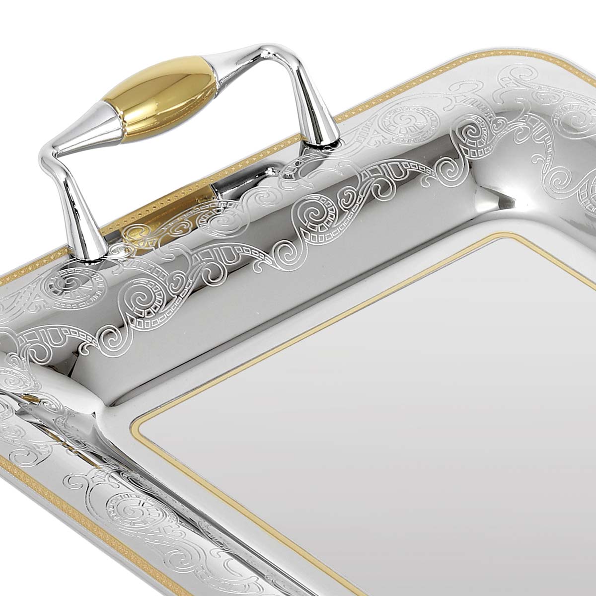 Serie vassoi 3 pezzi decorato in oro ed incisi con disegno pizzo - Cantù