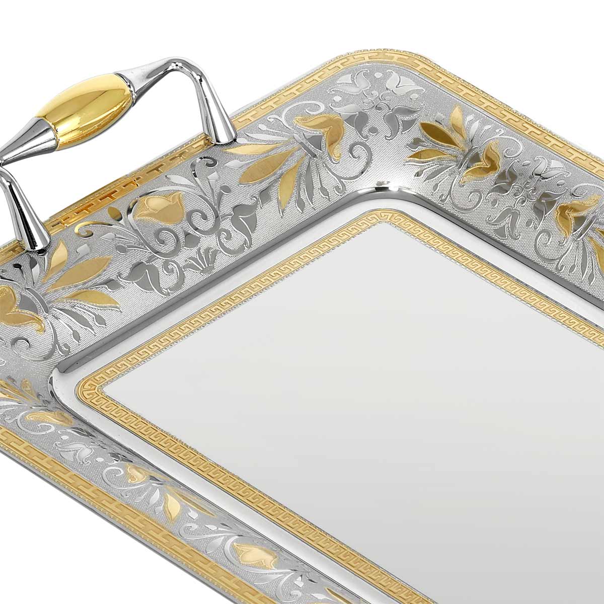 Serie vassoi 3 pezzi decorato in oro ed incisi con disegno pizzo - Cantù