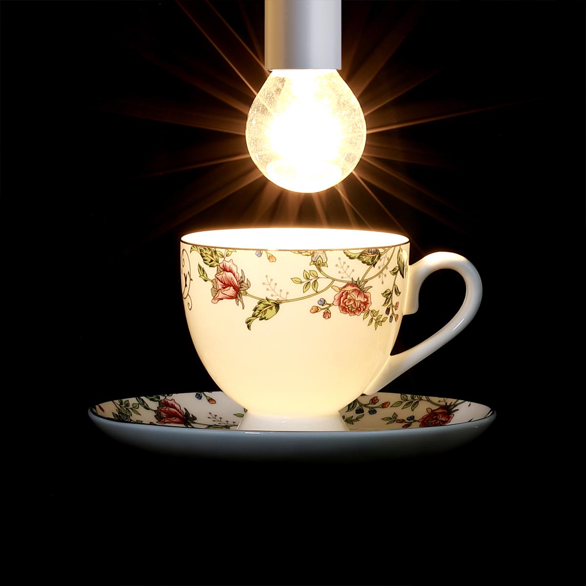 Servizio caffè in porcellana trasparente fine bone china con decoro a fiori - Luisiana