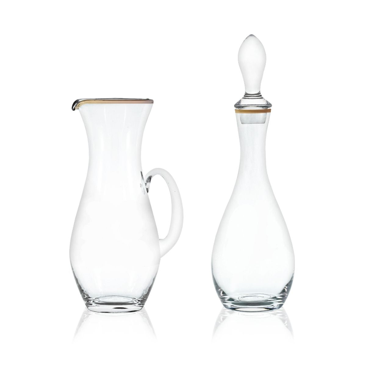 Servizio calici con brocca e bottiglia filo oro