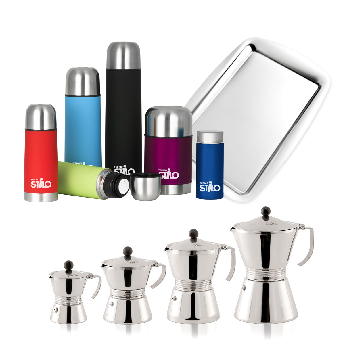 Set bottiglie termiche con caffettiere in acciaio - Termostilo
