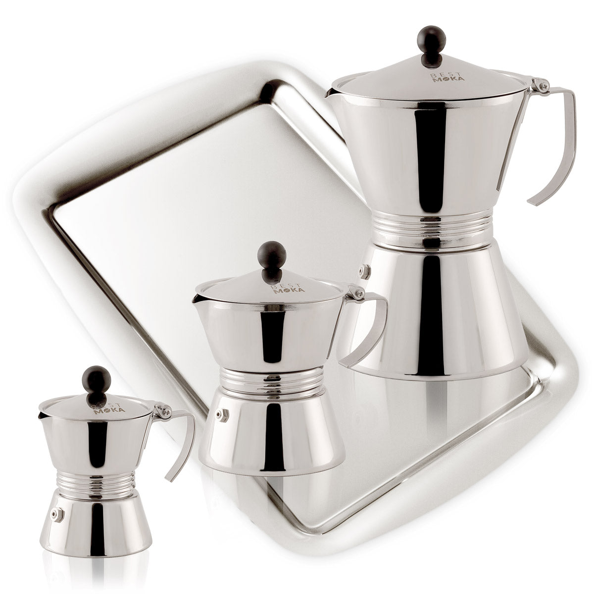 Set caffettiere da 1 - 3 - 12 tazze in acciaio inox ad induzione - Best Moka