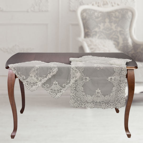 Set centri camera da letto in tulle ricamato - Valentina