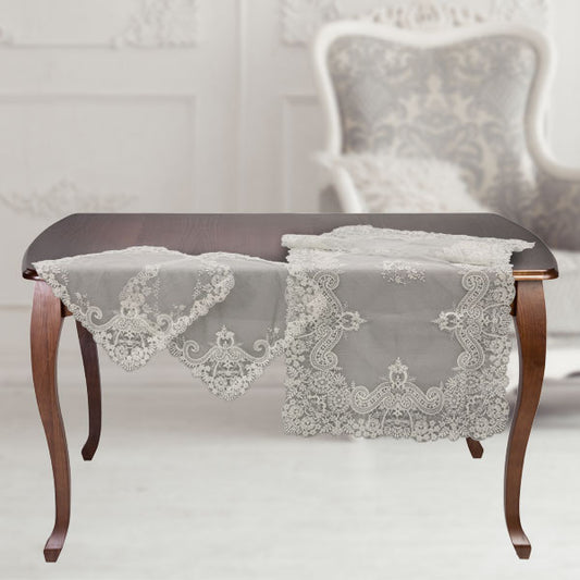 Set centri camera da letto in tulle ricamato - Valentina