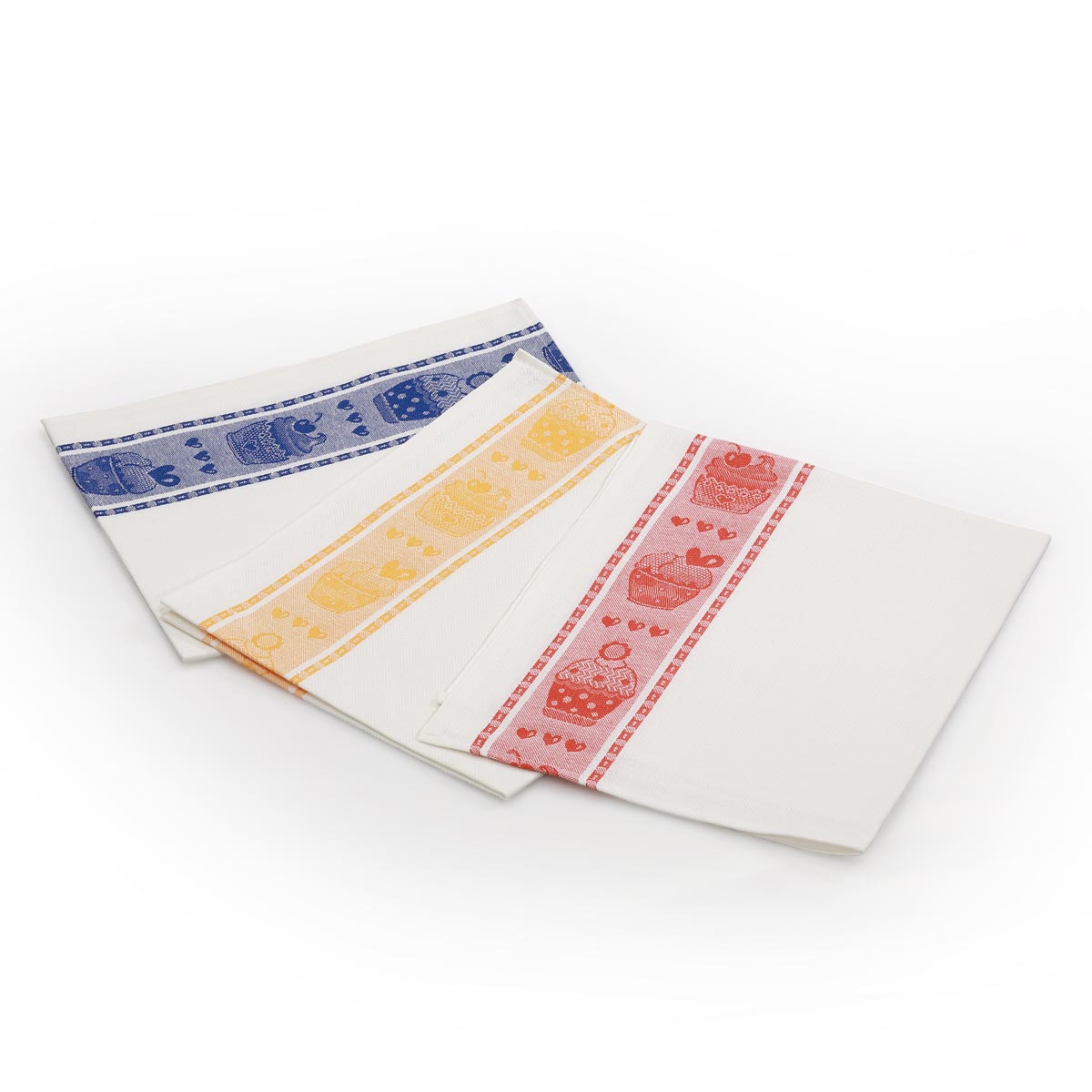 Set strofinacci con balza jacquard pasticcini