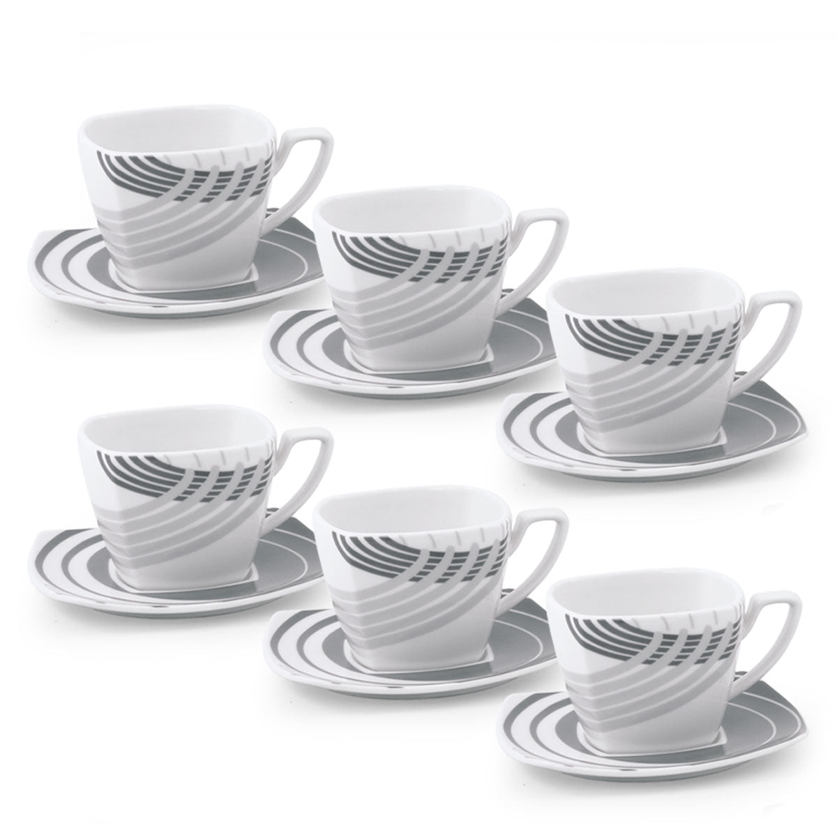 Set tazze latte o the quadrate con decoro moderno grigio - Cosmo