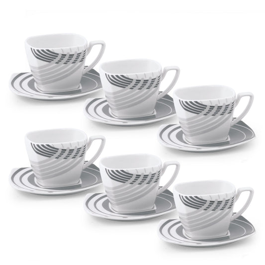 Set tazze latte o the quadrate con decorazione moderna grigio