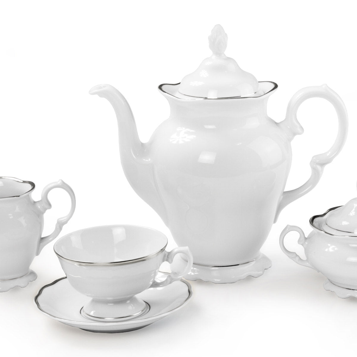 Set tazzine caffè con decoro filo argento classico - Caterina